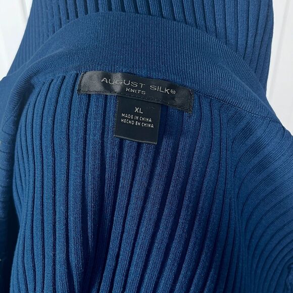 August Silk Blue V-Neck Knit Sweater with Black Diamond Detail - Picture 10 of 10